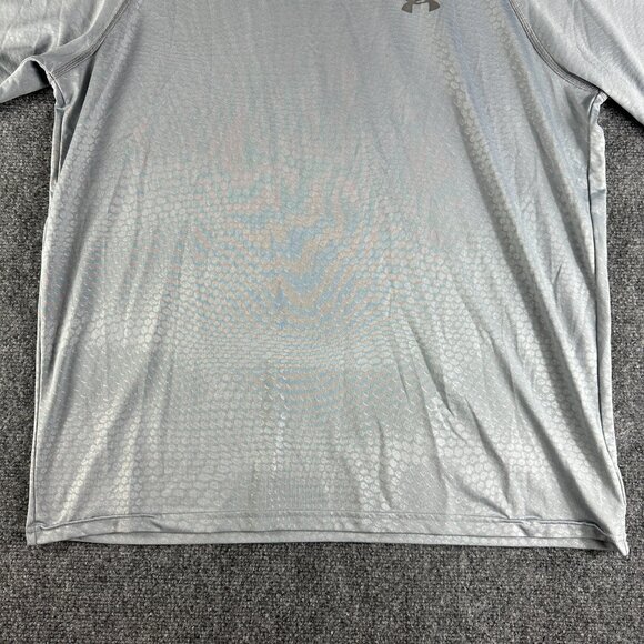 Under Armour Tee Shirt Mens Large Loose Fit Heat Gear Gray Logo Short Sleeve - Picture 2 of 8